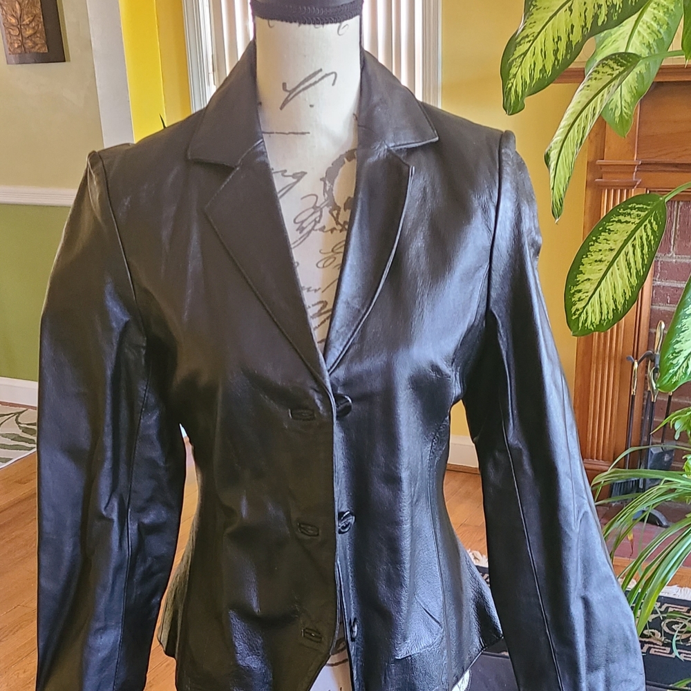 Black leather blazer